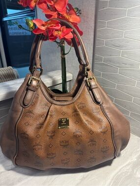 MCM Rare Brown Leather Large Hobo Bag in Excellent Preloved Condition $699